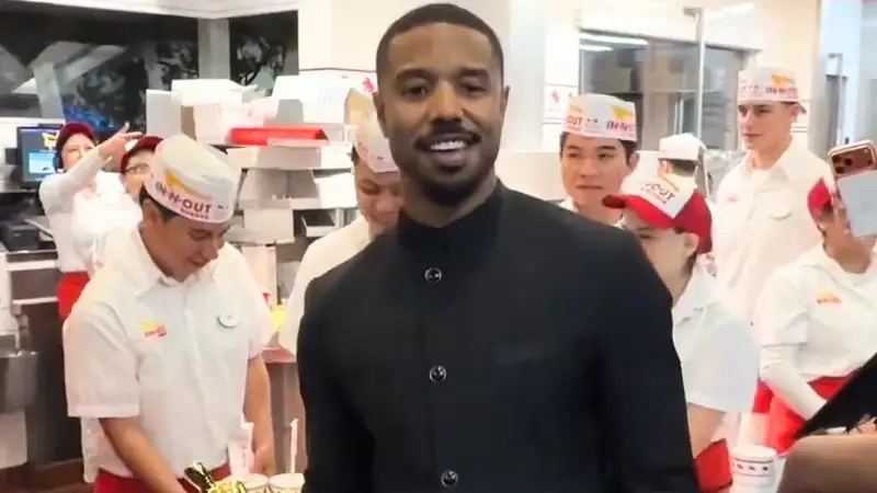 Michael B. Jordan Celebrates Oscar with Burgers