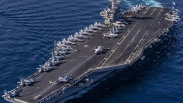 Bush Aircraft Carrier Utilizes Phalanx CIWS for Defense in Middle Eastern Waters